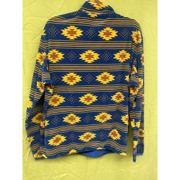 Tribal Yellow Navy Fleece DULUTH TRADING CO Men's Large Quarter Pull Over - Picture 2 of 9